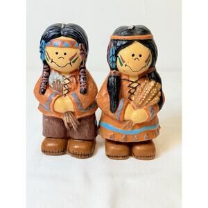 Southwestern Native American Figural Boy And Girl I burned Thanksgiving Candles